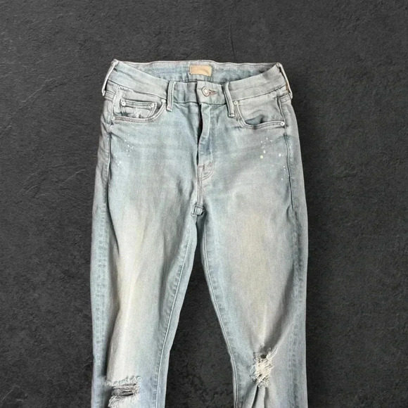 MOTHER The Looker Sacred Slit Ankle Jean in Nice Shot Paint splatter Frayed 24 - Picture 9 of 14